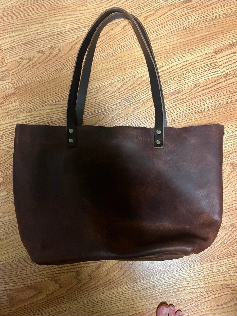 Portland Leather Tote Bag with Front Pocket